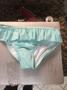 Child’s Seersucker Bikini Bottoms Green White Striped Hipster Small 7 $29 - Picture 1 of 6