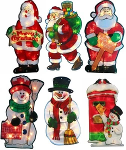 Weihnachtsmann großes Weihnachtsfenster Silhouette doppelseitig 20 LED Leuchten Metallic Schild - Bild 1 von 13