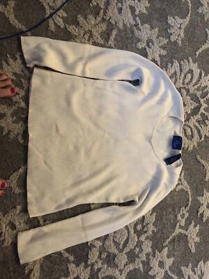 JH Collectibles Women White Pullover Sweater Petite Large Ribbed Foto 1 de 4