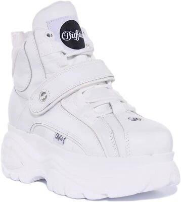 Zapatilla deportiva alta Buffalo 1348-14 2.0 para mujer de cuero con plataforma en blanco talla US 6-10 Foto 1 de 4