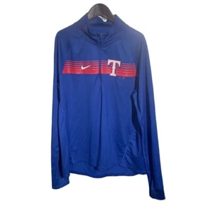 Nike Texas Rangers Dri-Fit 1/4 Zip Jacket Pull Over Blue W/ Red Women's L - Picture 1 of 4