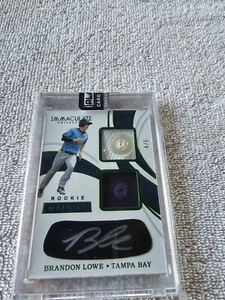 2019 Brandon Lowe Immaculate Collection Rookie Matinee Jersey Button Auto #4/5 - Picture 1 of 2