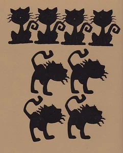 Black Cat Die Cuts, 8 pcs. 3" tall - Halloween, Scrapbooking, Greeting Card - Picture 1 of 1