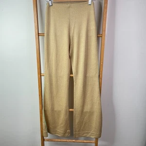 Acne Studios Pants Womens Small Gold Metallic Knit Flared Leg Trousers Pullover - Picture 1 of 13
