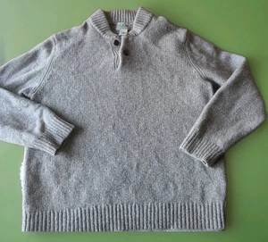 Vntg LL Bean Lambswool Sweater Mens Large 2 Button Pullover Beige Professor GUC - Picture 1 of 7