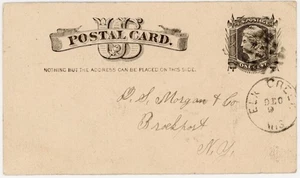 1884 Elk Creek Wisconsin DPO gpc to D.S. Morgan & Co., Brockport Early Farm Debt - Bild 1 von 2