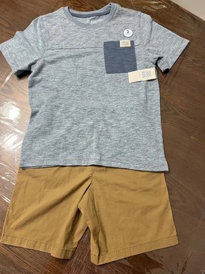 365 Kids by Garanimals Boys Pocket Tee and Shorts Outfit Set, 2-Piece, Sizes 8 - Image 1 of 4