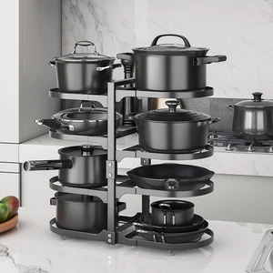 Pots and Pans Organizer, 8 Tier Pan Organizer Rack for Cabinet,Heavy Duty Pot an - Foto 1 di 7