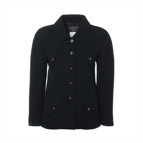 Giacca Chanel Coco Button 95A lana e mohair 38 donna nero P05310V04280