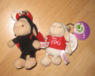 NICI 2 X Schaf TeufelI love  you Schlüsselanhänger  Bean Bags 10 cm unbenutzt - Bild 1 von 2
