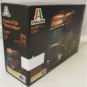 3897 - Scania R730 V8 Black Amber Modellismo Camion Model Kit Scala 1:24 - Foto 1 di 12