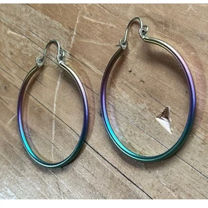 Vintage mehrfarbige Regenbogen Creolen. damen. mode. kostüm.  - Bild 1 von 3