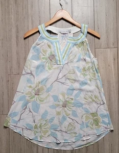 Gretchen Scott Sleeveless Tabby Silk Top - Floral Sheer Lime/blue Sz Med NWT - Picture 1 of 10