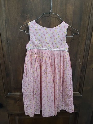 Vestido "LAURA ASHLEY GIRLS" Talla 6 Niñas Algodón Sin Mangas Rosa Floral Forrado Foto 1 de 4