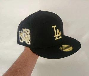 New Era LA Los Angeles Dodgers Fitted Gold Rush 75th WS World Series Nero 7 7/8 - Foto 1 di 11
