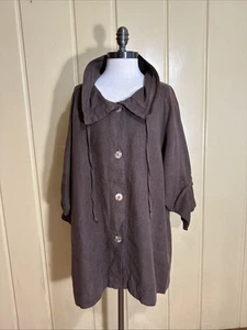 Cut Loose Chocolate Brown Button Up 3/4 Length Sleeve Jacket Size Small - Picture 1 of 4