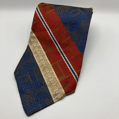 Vtg Madison Blanche “New Orleans” Tie 4.25”x56” Blue/White/Orange, XtraWide 70’s - Image 1 of 3