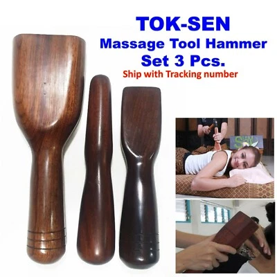 TOK-SEN Herramienta de Masaje Martillo Herramientas de Masaje Herramientas de Madera Terapia Set de 3 Piezas.Nuevo Foto 1 de 4