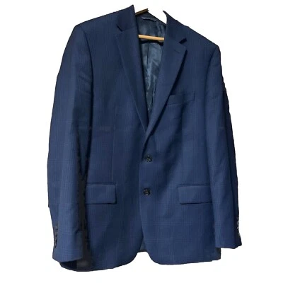 Abrigo Blazer Deportivo Ralph Lauren Etiqueta Negra 40R Azul a Cuadros Lana Poli Elástico Foto 1 de 4