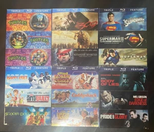 6xTriple feature Movie Blu-ray with Slip cover Bundle Lot Ninja Turtles Superman - Picture 1 of 1