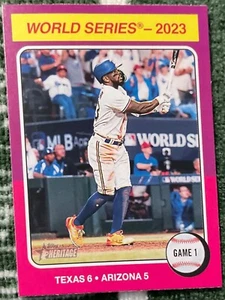 2024 TOPPS HERITAGE WORLD-SERIES 2023 TEXAS RANGERS GAME 1 - Picture 1 of 2