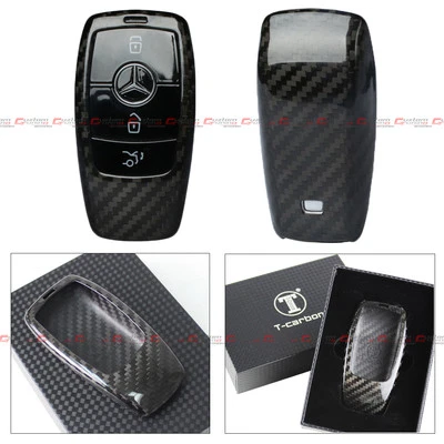 FUNDA DE LUJO DE FIBRA DE CARBONO PARA 17-22 MERCEDES-BENZ W213 CLASE E E300 SMART LLAVERO Foto 1 de 4