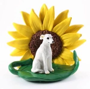 Whippet Sunflower Figurine White - Picture 1 of 2