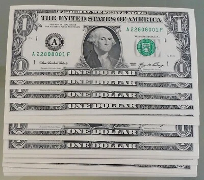 Lot of 100 FRN 2006 $1 Notes CUNC, Consecutive Serial Numbers, Boston Dollars - Image 1 of 4