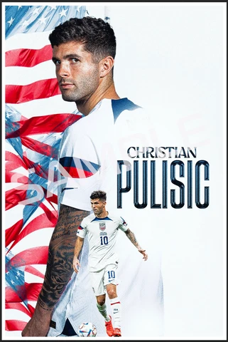 Qatar 2022 World Cup USA Christian Pulisic USMNT Poster  12x18 Inches Cover