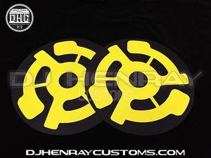 Yellow 45 adapter Dj Slipmats pair sl1200mk2 mk5 m3d m5g Technics any turntable - Picture 1 of 1