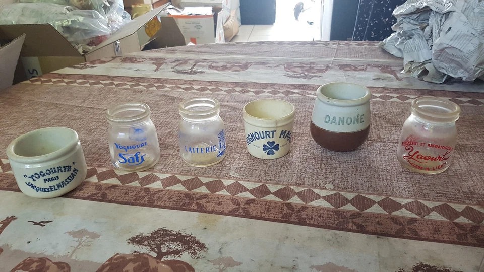 Lot de 6 anciens pots de yaourt yogourth yoghourt Maggi Danone Années 30 40 50 - Photo 1/1