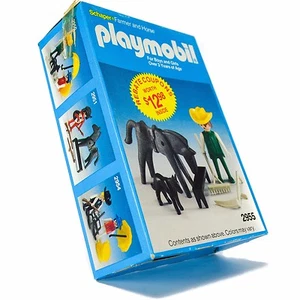 Figura de perro caballo granjero Schaper Playmobil 2955 1983 antigua vintage nueva en caja - Imagen 1 de 5