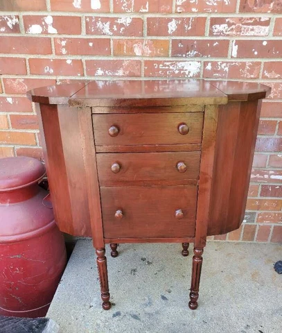 Antique Mahogany Martha Washington Sewing Cabinet Stand SOLID WOOD Cover