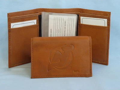 NEW JERSEY DEVILS    Leather TriFold Wallet    NEW    brown 2 - Image 1 of 4