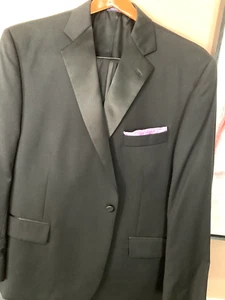 "Stafford Formal 1B Smoking Sbaffi Satinati Tuta Nera Lux 100% Lana J48S - P44/27" - Foto 1 di 11
