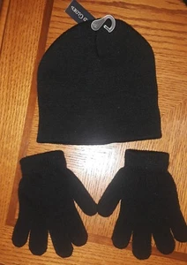 Sombrero/gorra de lana negra con guantes a juego joven/niño - Imagen 1 de 2