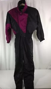 Tuta da neve completa da sci profilo vintage sci snowboard staffe viola caldo nero M - Foto 1 di 10