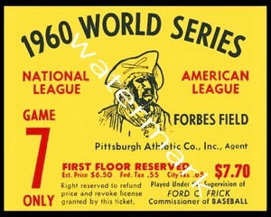 Pirates 1960 World Series Forbes Field Game Ticket Wall Art Poster, 8x10 Photo - Picture 1 of 1