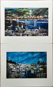 Jim Gleeson - 2 large fine art watercolor prints San Francisco and Bay Bridge - Picture 1 of 9