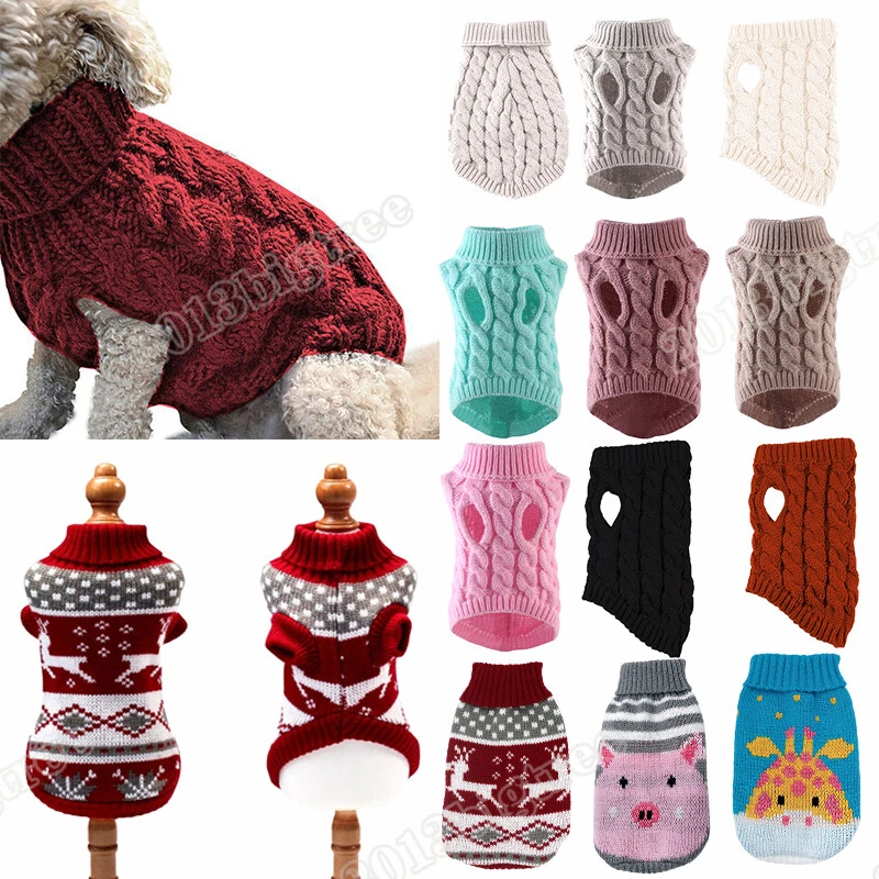 Knitted Dog Sweater Chihuahua Clothes Winter Knitwear Pet Cat Puppy Jumper Vest! - Image 1 of 4
