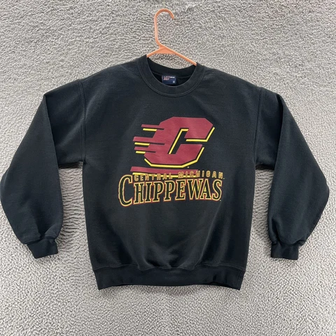VINTAGE Central Michigan Chippewas Sweatshirt Men Medium Black College Football Cover