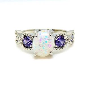 Tatum Statement Ring Oval Shape Fire Opal Purple Cz Womens Ginger Lyne Collec... - Picture 1 of 5
