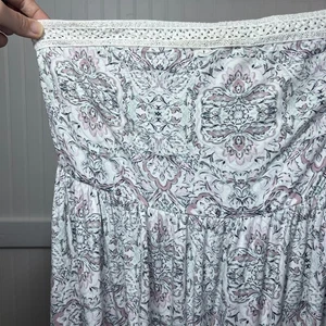 Torrid Super Soft Knit Strapless Tube Top Blouse Paisley Floral Lace Trim L Pink - Picture 1 of 9