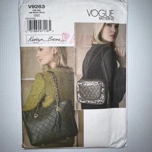 Vogue 9263 V9263 Kathryn Brenne Bag Handbag Sewing Pattern 1 Size Contrast Quilt - Picture 1 of 7