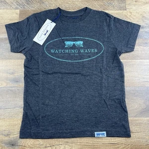 Watching Waves Sz Medium Youth Gray Aqua Tee Shirt Top Private Selection Apparel - Picture 1 of 6