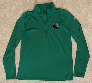 Under Armour Women’s Notre Dame Quarter Zip Pullover Heat Gear Green L - Picture 1 of 4