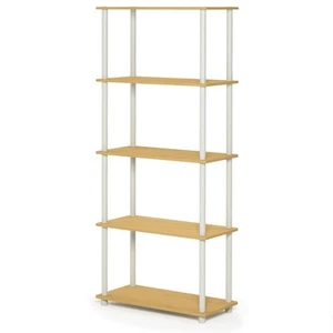 Furinno Turn-N-Tube 5-stufiges Mehrzweckregal Rundrohr, Buche/Weiß - Bild 1 von 6