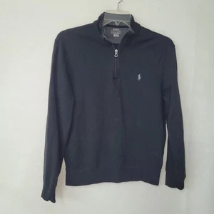 Polo Ralph Lauren Suéter Para Hombres Pequeño Negro Algodón Viscosa 1/4 Cremallera Pullover Poni - Imagen 1 de 15