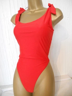 RED SOUTH BEACH TIE SHOULDER SWIMSUIT SIZE 12 SWIMWEAR - Image 1 of 2