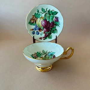 Taylor & Kent Bone China Obst & Beeren Teetasse & Untertasse mit Fuß, Made in England - Bild 1 von 10